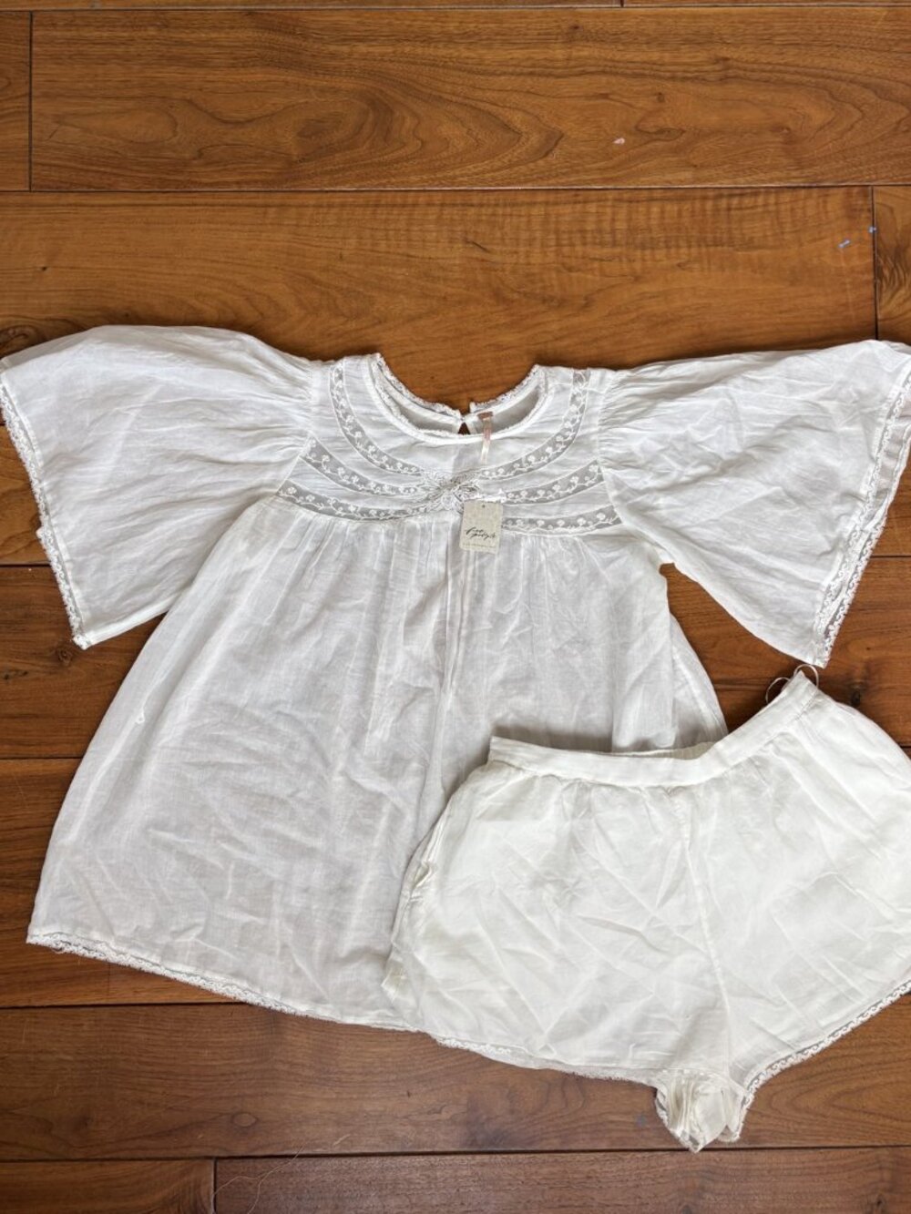 NWT Free People Ivory Lace Boho Top + Shorts Set Size S $168 Retail